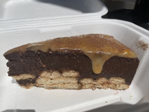 Cacao and peanut butter slice at Alfarroba Cafe in Albufeira