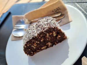 Salame de chocolate at Alfarroba Cafe in Albufeira