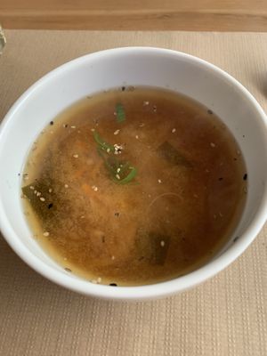Miso soup. So good  at Alfarroba Cafe in Albufeira