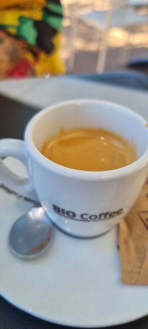 Espresso at Alfarroba Cafe in Albufeira