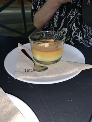 typical portuguese pudding   at Alfarroba Cafe in Albufeira