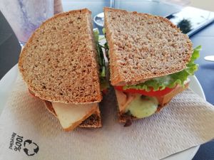 Tofu sandwich at Alfarroba Cafe in Albufeira