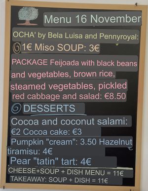 Alfarroba Cafe Menu translated into English - badly!  at Alfarroba Cafe in Albufeira