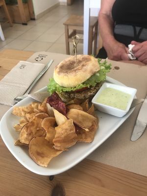tempeh burger  at Alfarroba Cafe in Albufeira