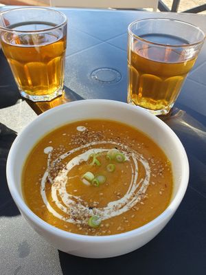 Delicious veggie soup at Alfarroba Cafe in Albufeira