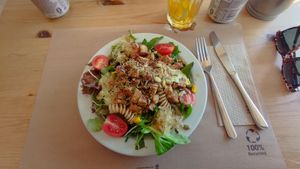 Tempeh salad at Alfarroba Cafe in Albufeira