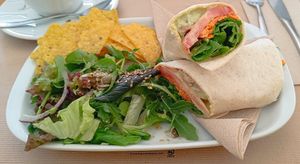 Tempeh wrap at Alfarroba Cafe in Albufeira