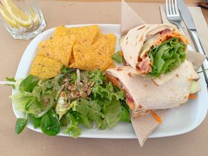 Tofu wrap at Alfarroba Cafe in Albufeira