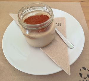 Tiramisu jar at Alfarroba Cafe in Albufeira