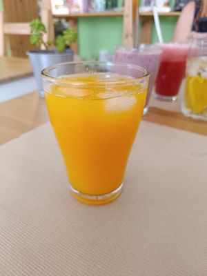 Orange juice at Alfarroba Cafe in Albufeira