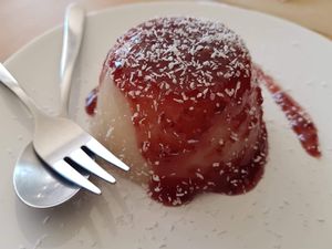 Pudim de côco  at Alfarroba Cafe in Albufeira