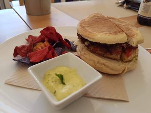 Burger  at Alfarroba Cafe in Albufeira
