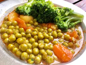 Potato and pea stew with other veggies at ASDz Cafeteria in Sarajevo