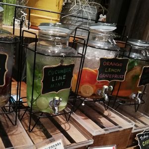 Free infused water at Mr. Farmer - Shinjuku in Tokyo