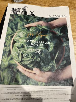 Menu  at Mr. Farmer - Shinjuku in Tokyo