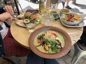 Main dish pictured is the vegan green curry  at Mr. Farmer - Shinjuku in Tokyo