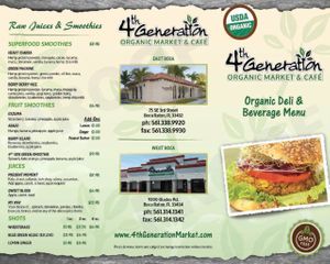 Menu at 4th Generation Organic Market - West in Boca Raton