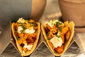 Sweet Potato & Queso Fresco Tacos at Monkey in Chamonix-mont-blanc