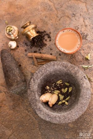 Real spices in our blend of chai. Vegan option available :) at Dana in Copenhagen