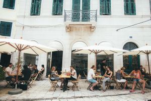 Outside terrace... at SHE Bio Bistro in Sibenik