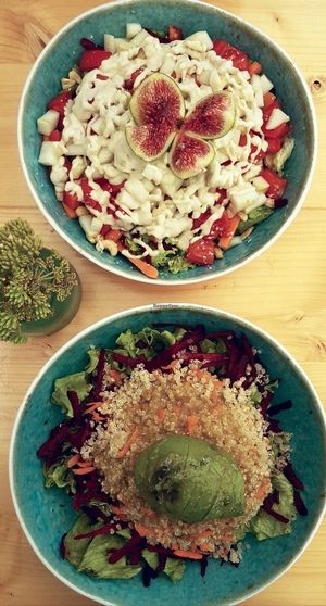 Quinoa salad and fruit and nut salads at She Bistro.  at SHE Bio Bistro in Sibenik