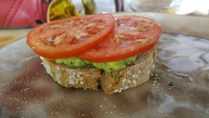perfect avocado toast with fresh tomato at SHE Bio Bistro in Sibenik
