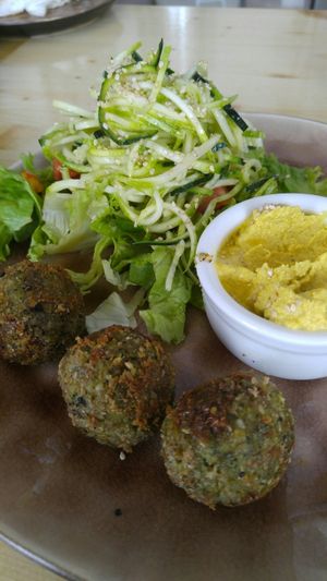 Amazing falafel with hummus and fresh salad at SHE Bio Bistro in Sibenik
