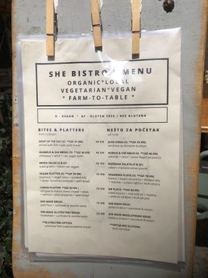 1st page if menu at SHE Bio Bistro in Sibenik