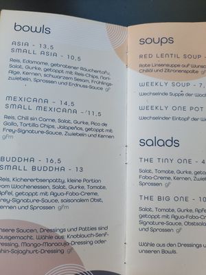 Menue at Ich Bin So Frey in Landau