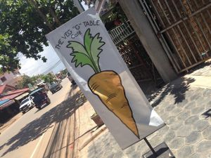 Look for the carrot sign outside at The Veg G Table Cafe in Siem Reap