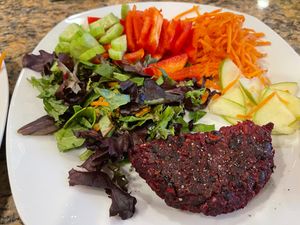 Half of the beet burger! at Sprinly in Cleveland