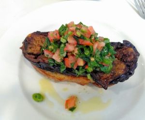 vegan eggplant and tomato on sourdough toast at Cornerstone Courtyard Cafe in Erina