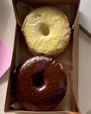 Chocolate and lemon donuts for me at The Crumb in Yucaipa