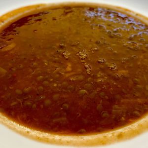 lentil soup - tastier than it looks!  at Le Campane in Oaxaca