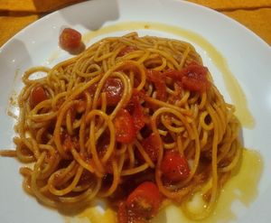 Primavera pasta at Le Campane in Oaxaca
