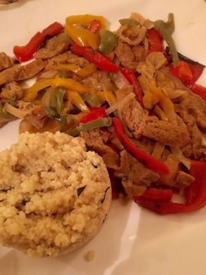Seitan fajita dish at Le Campane in Oaxaca