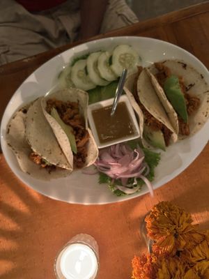 El pastor tacos  at Le Campane in Oaxaca