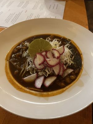 Pozole mushroom  at Le Campane in Oaxaca