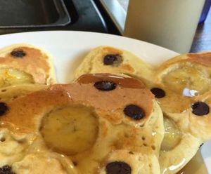 vegan banana/chocolate chip pancakes  at Slappy Cakes in Lahaina