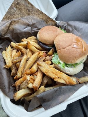 Mushroom sliders and fries  at The Townehouse Tavern in Sudbury