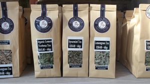 For sale, in the shop: Organic Solar Dehydrated Herbal Teas, grown and produced by Bocca Dolce at Bocca Dolce in Western Cape
