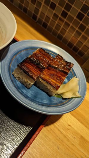 Eggplant sushi at Vegan Ramen Towzen in Kyoto