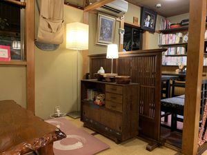 Cozy interior at Vegan Ramen Towzen in Kyoto