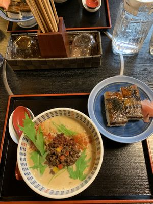 Ramen and sushi 👍👍 at Vegan Ramen Towzen in Kyoto