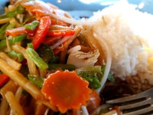 tofu wok with seitan and garlic souce at Wok on Fire in Ludwigsburg