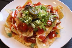 Vegetarian nachos with quinoa and beans at La Quinua in Kagoshima