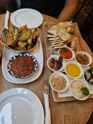 Patatas bravado and mixed dips at Mezze Bar in Auckland