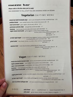 Vegan menus available on request- GF too  at Mezze Bar in Auckland