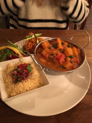 West African curry with couscous at Fusca  in Warwick