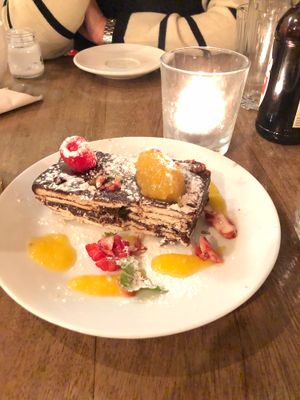 Chocolate layered cake  at Fusca  in Warwick